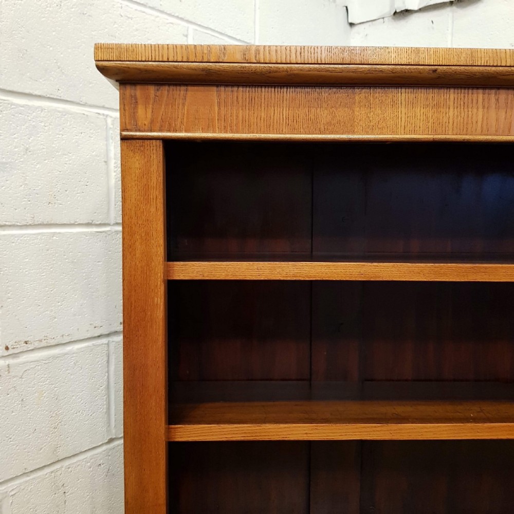 ANTIQUE LATE VICTORIAN GOLDEN OAK OPEN BOOKCASE C1890 View III