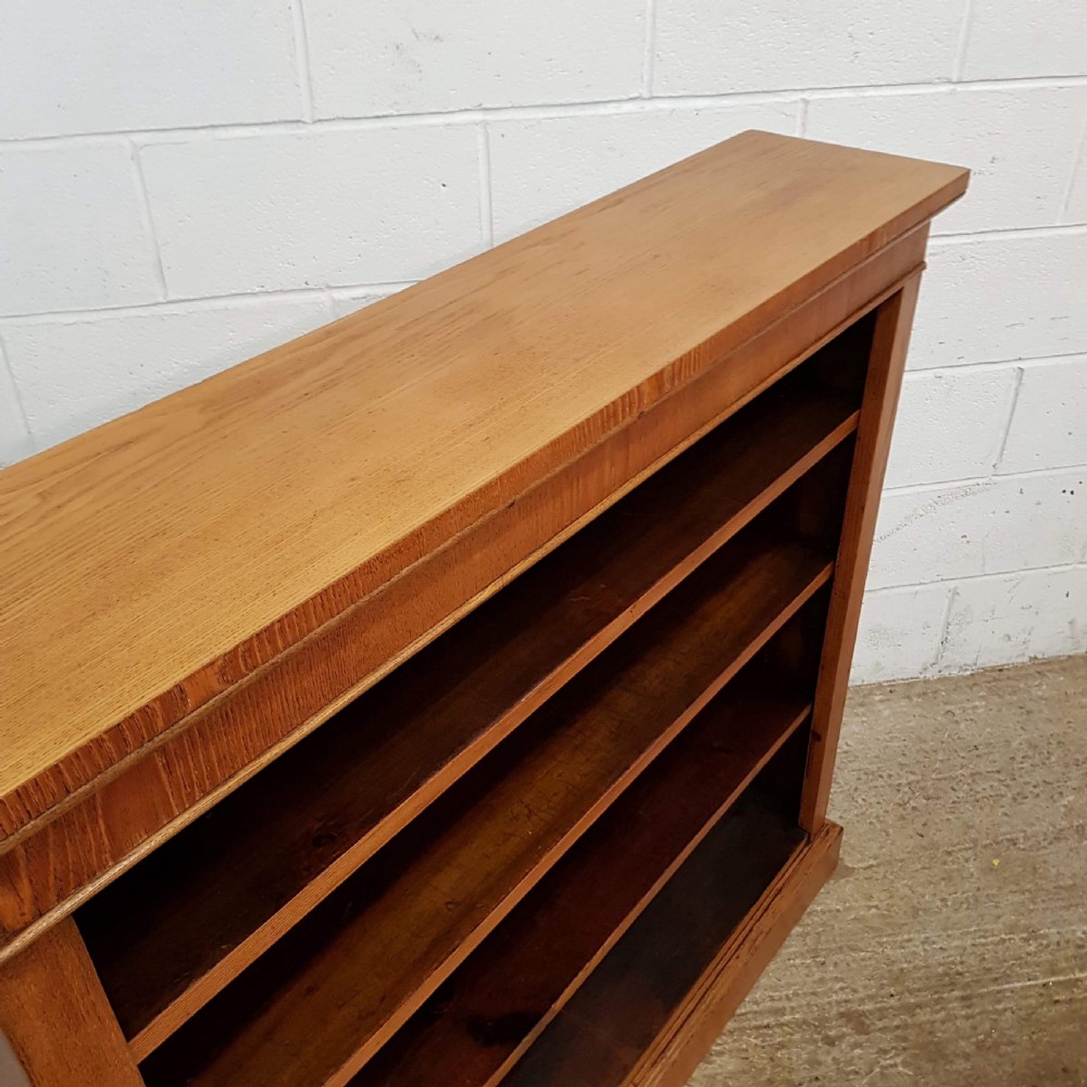 ANTIQUE LATE VICTORIAN GOLDEN OAK OPEN BOOKCASE C1890 View V