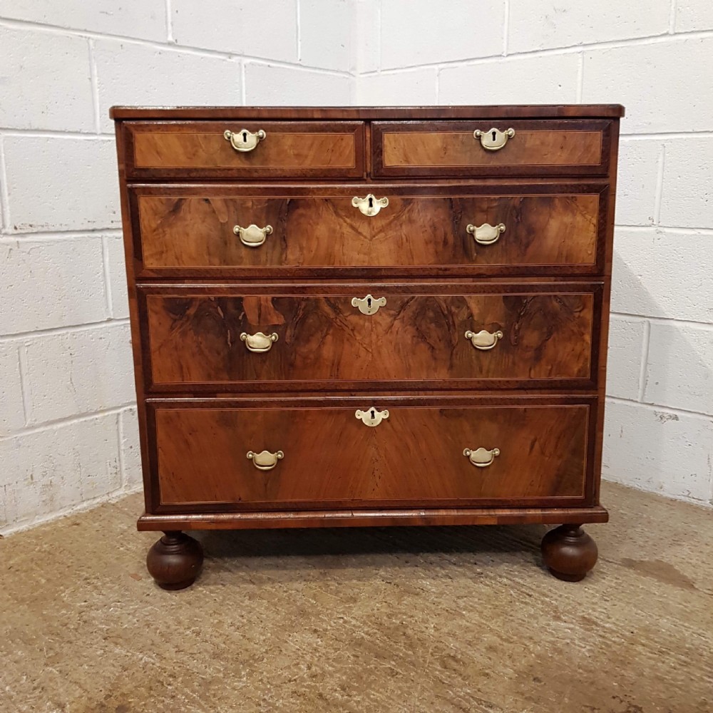 ANTIQUE LATE 18TH CENTURY PERIOD BURR WALNUT CHEST OF DRAWERS C1780 View V