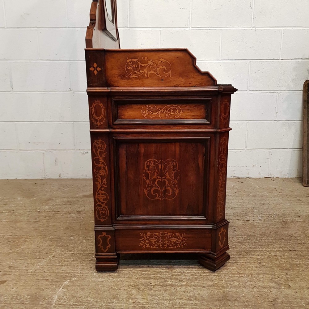 ANTIQUE 19TH CENTURY ITALIAN INLAID WALNUT & MARBLE  WASHSTAND DRESSING CHEST C1890 View V