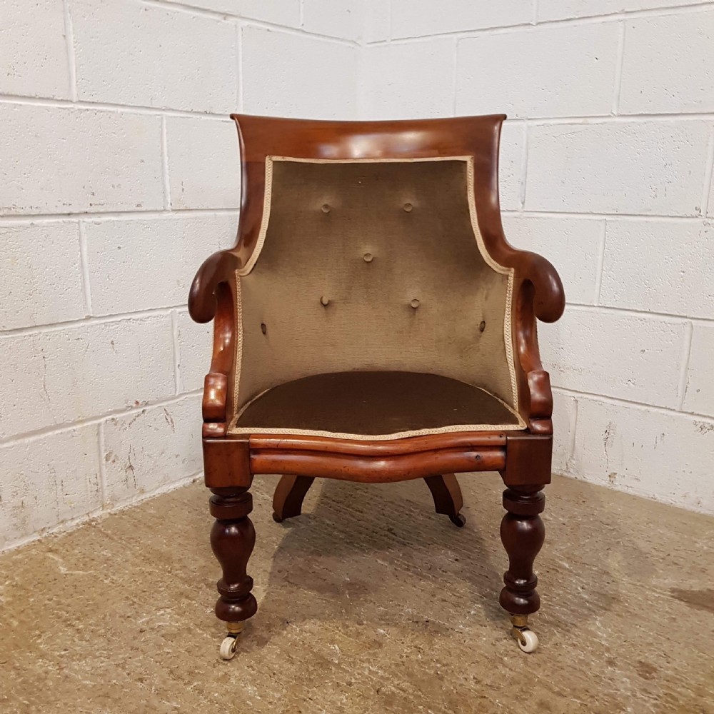  ANTIQUE WILLIAM 1V MAHOGANY TUB LIBRARY CHAIR C1830 View II