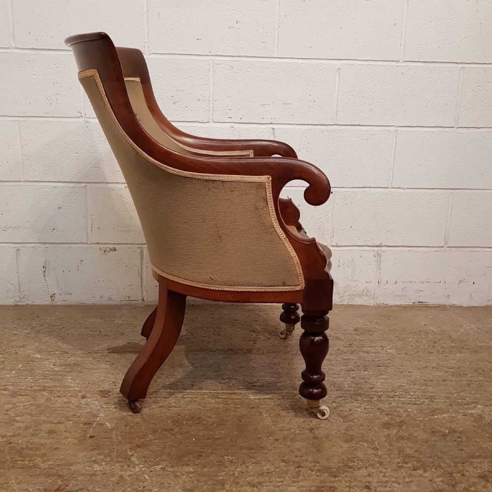  ANTIQUE WILLIAM 1V MAHOGANY TUB LIBRARY CHAIR C1830 View IV