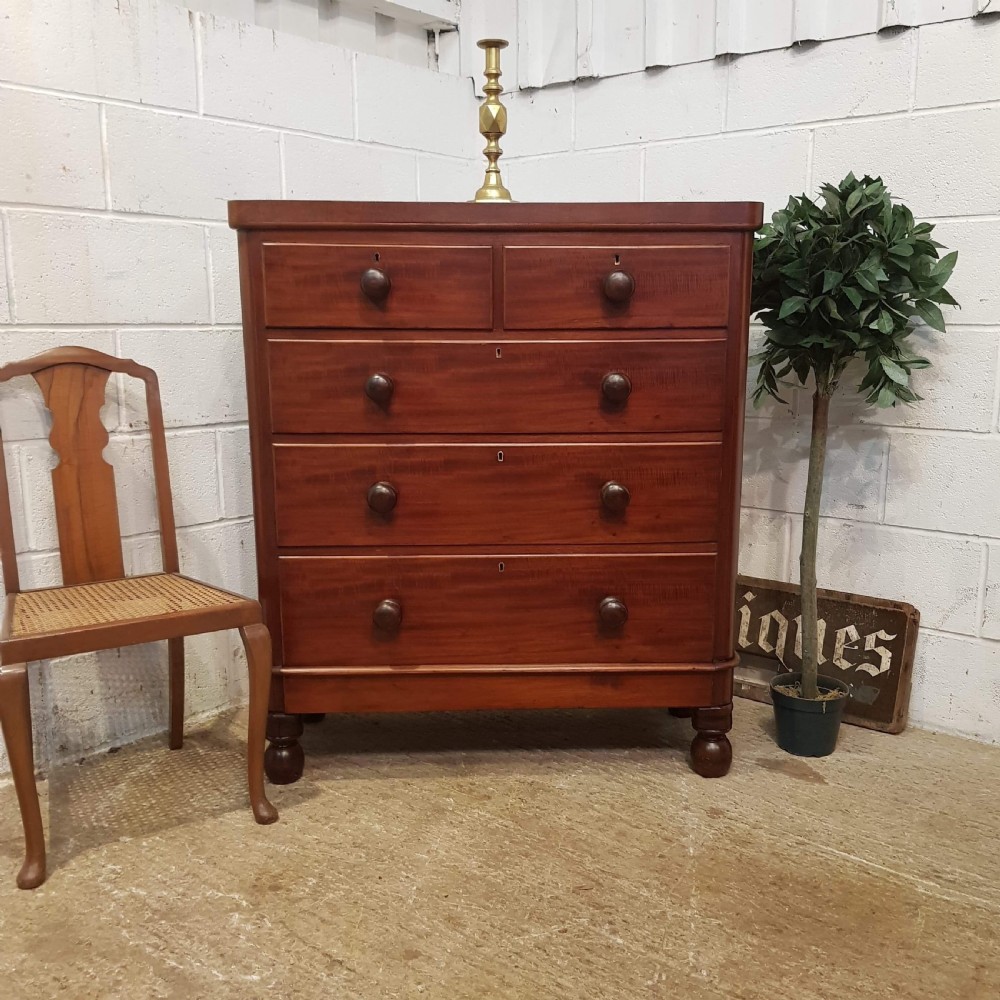 ANTIQUE VICTORIAN MAHOGANY CHEST OF DRAWERS C1880