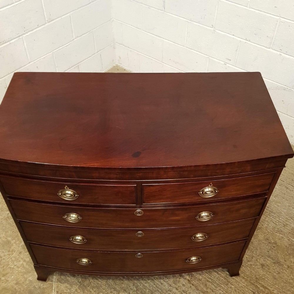 ANTIQUE REGENCY MAHOGANY BOW FRONT CHEST OF DRAWERS C1820 View II