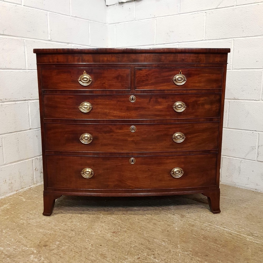 ANTIQUE REGENCY MAHOGANY BOW FRONT CHEST OF DRAWERS C1820 View IV