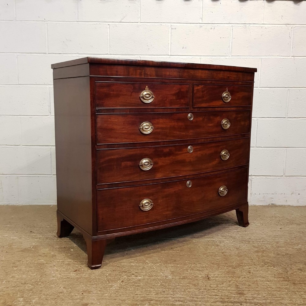 ANTIQUE REGENCY MAHOGANY BOW FRONT CHEST OF DRAWERS C1820 View V
