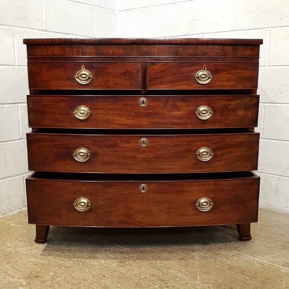ANTIQUE REGENCY MAHOGANY BOW FRONT CHEST OF DRAWERS C1820 View VI