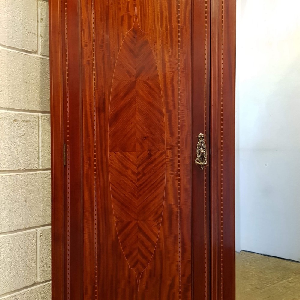 ANTIQUE EDWARDIAN INLAID MAHOGANY SMALL TRIPLE WARDROBE COMPACTUM C1900 View V