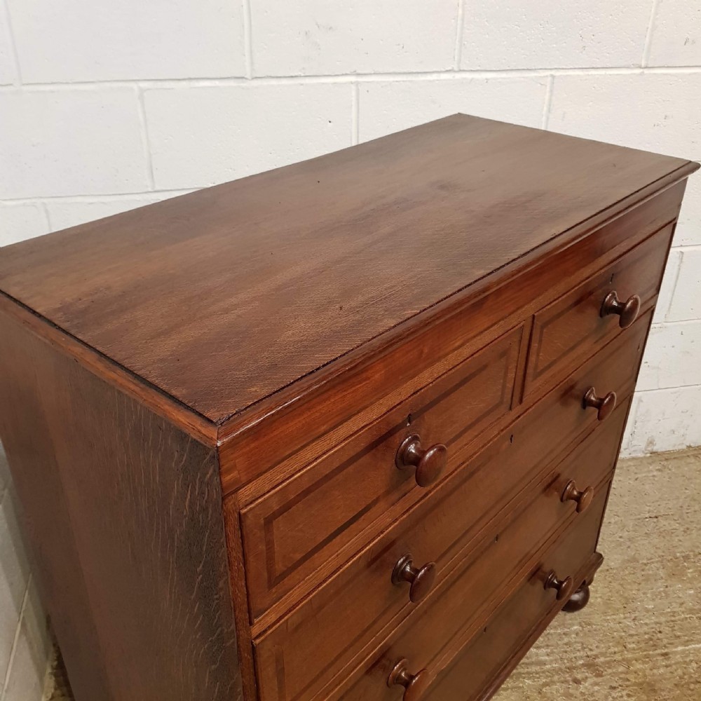 ANTIQUE EARLY VICTORIAN OAK AND MAHOGANY CHEST OF DRAWERS C1840 View II