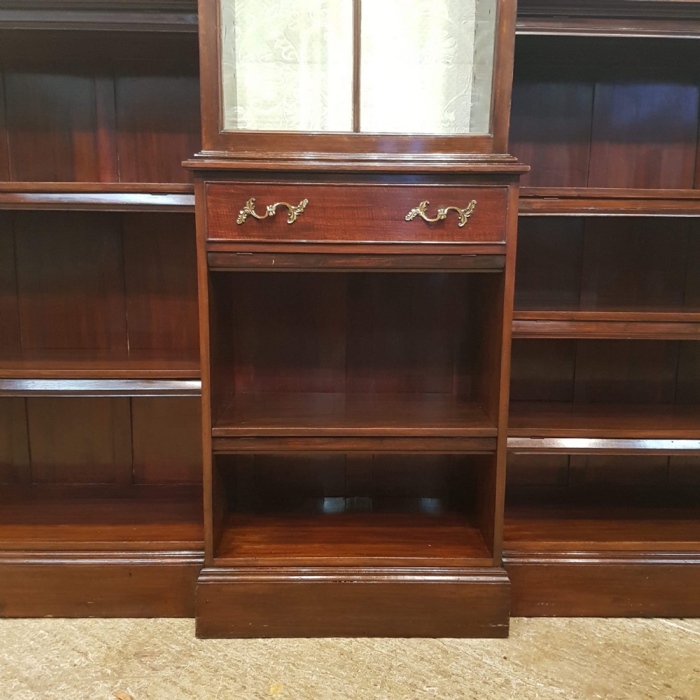 ANTIQUE ART NOUVEAU MAHOGANY ASTRAGAL GLAZED CABINET WITH OPEN BOOKCASE C1890 View IV