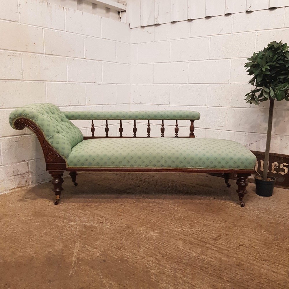 ANTIQUE ART NOUVEAU MAHOGANY CHAISE LONGUE C1890