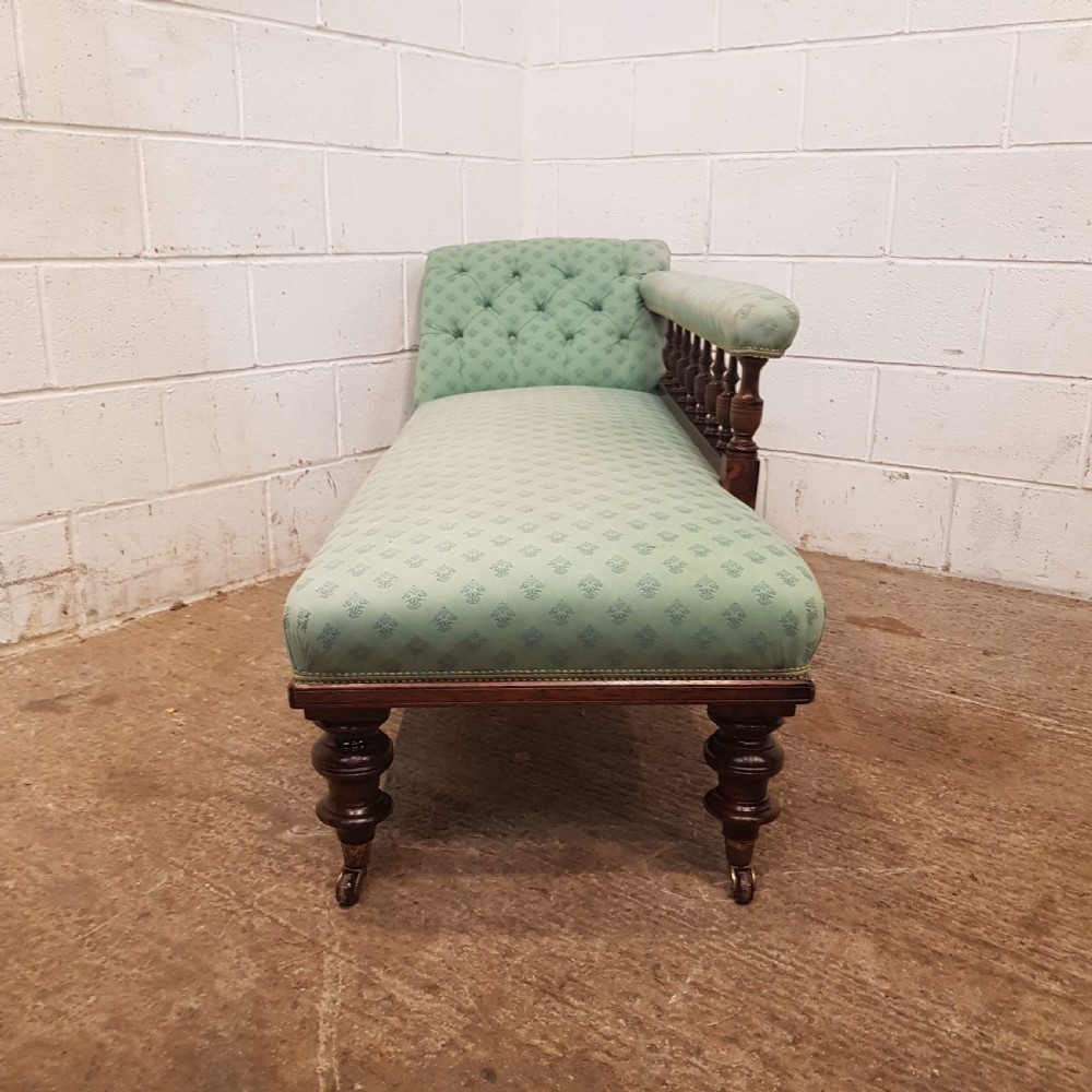 ANTIQUE ART NOUVEAU MAHOGANY CHAISE LONGUE C1890 View III