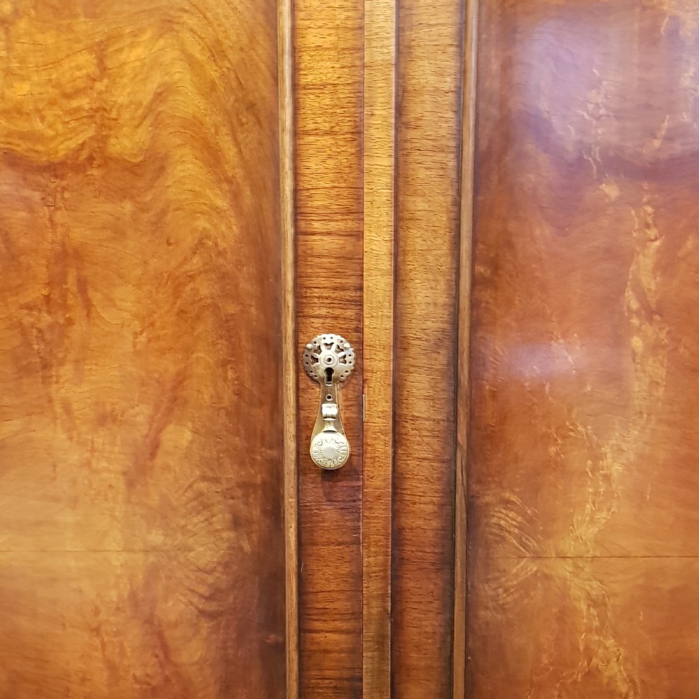 ANTIQUE BURR WALNUT TRIPLE WARDROBE C1920 View V