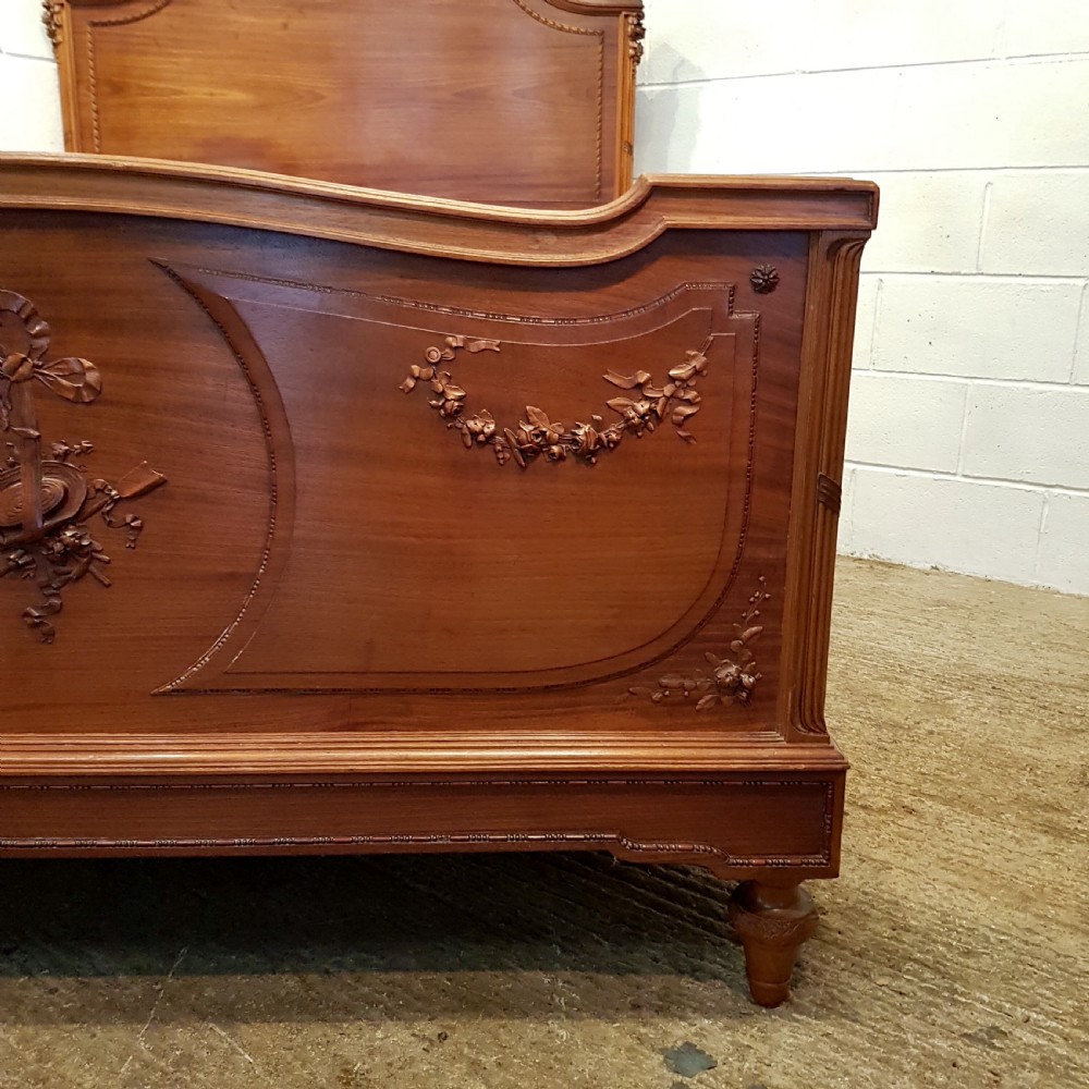 ANTIQUE LATE 19TH CENTURY FRENCH BOISERIE WALNUT DOUBLE BED C1890 View IV