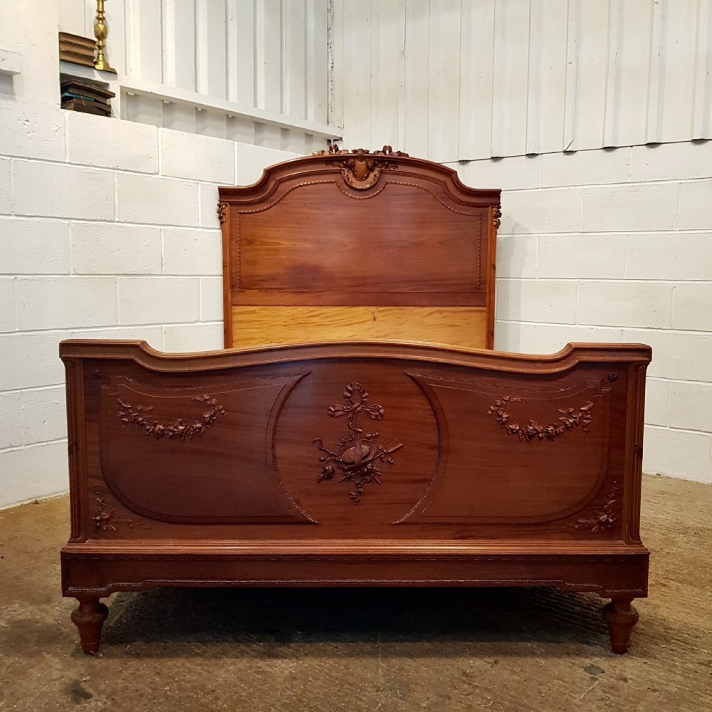 ANTIQUE LATE 19TH CENTURY FRENCH BOISERIE WALNUT DOUBLE BED C1890 View V