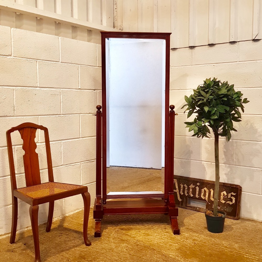 ANTIQUE WILLIAM 1V MAHOGANY CHEVAL MIRROR C1830