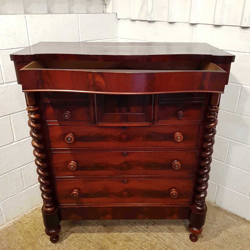 ANTIQUE VICTORIAN FLAMED MAHOGANY SCOTCH CHEST OF DRAWERS C1870 View III