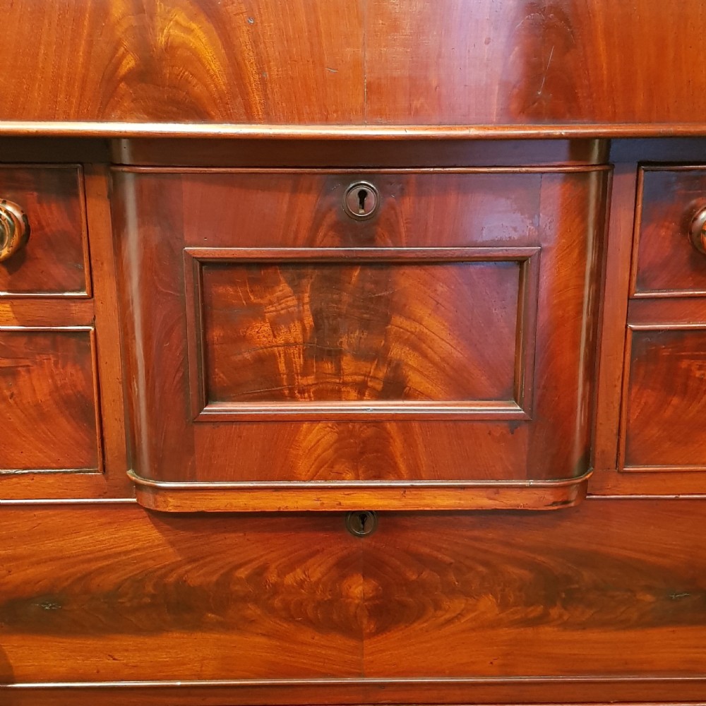 ANTIQUE VICTORIAN FLAMED MAHOGANY SCOTCH CHEST OF DRAWERS C1870 View V