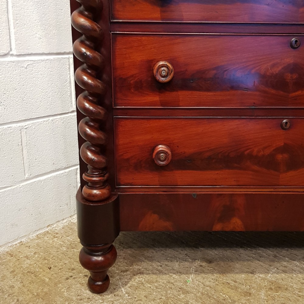 ANTIQUE VICTORIAN FLAMED MAHOGANY SCOTCH CHEST OF DRAWERS C1870 View VII