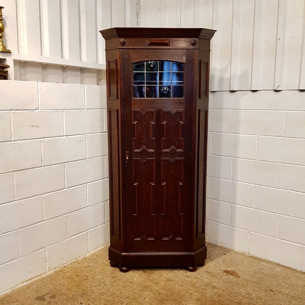ANTIQUE EDWARDIAN OAK CORNER CUPBOARD C1900 View V