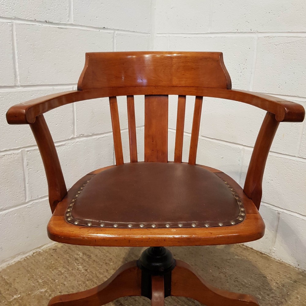 ANTIQUE EDWARDIAN OAK SWIVEL DESK CHAIR C1900 View II