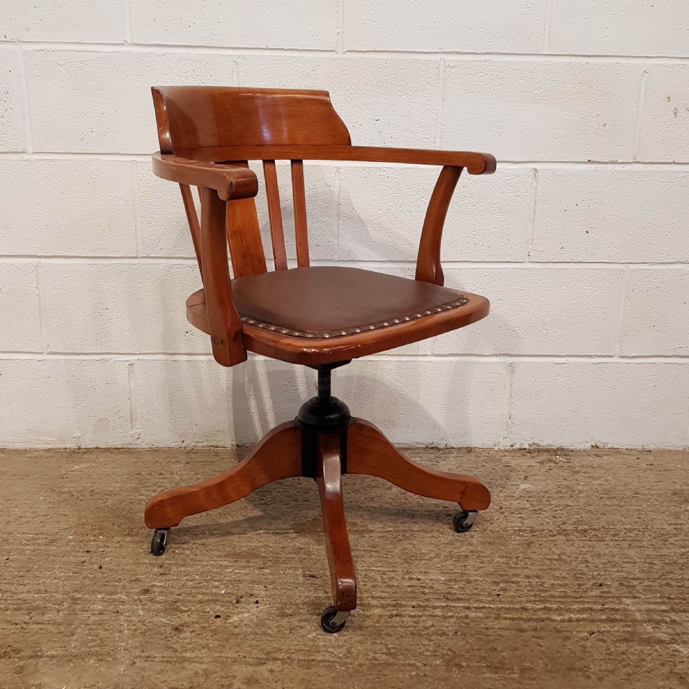 ANTIQUE EDWARDIAN OAK SWIVEL DESK CHAIR C1900 View VI