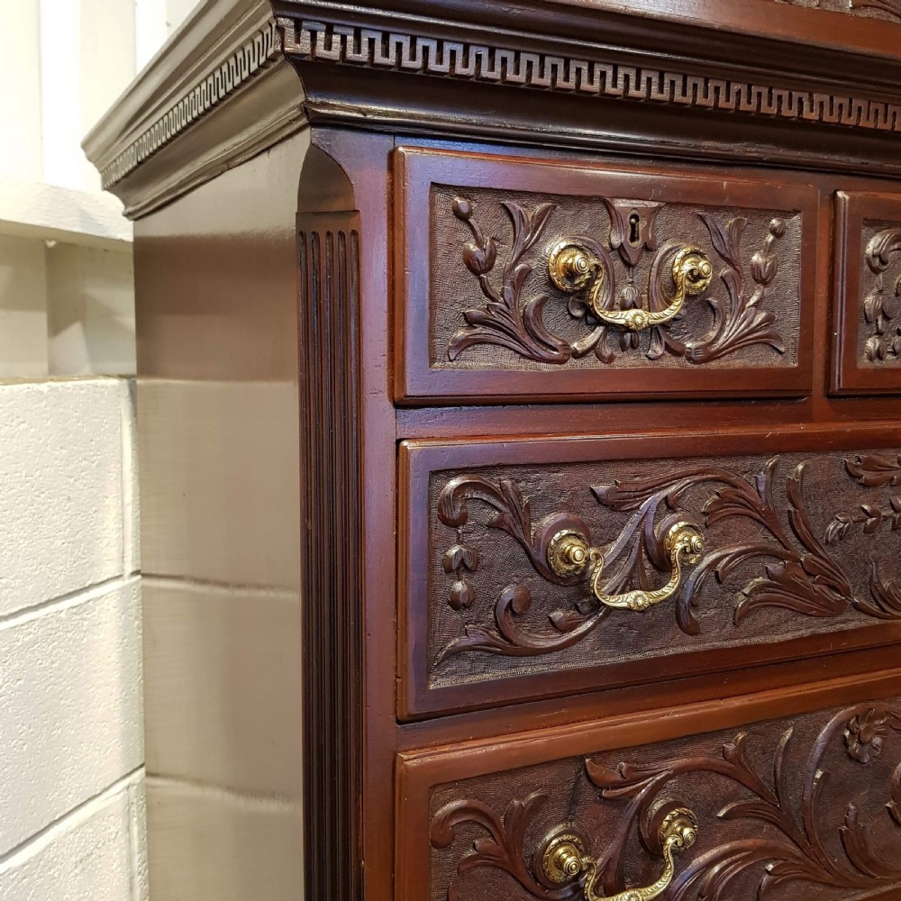 ANTIQUE REGENCY MAHOGANY CARVED CHEST ON CHEST C1820 View IV