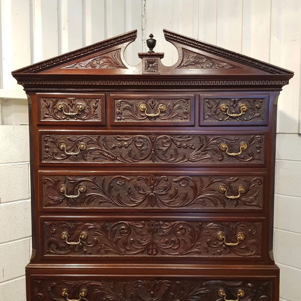 ANTIQUE REGENCY MAHOGANY CARVED CHEST ON CHEST C1820 View V