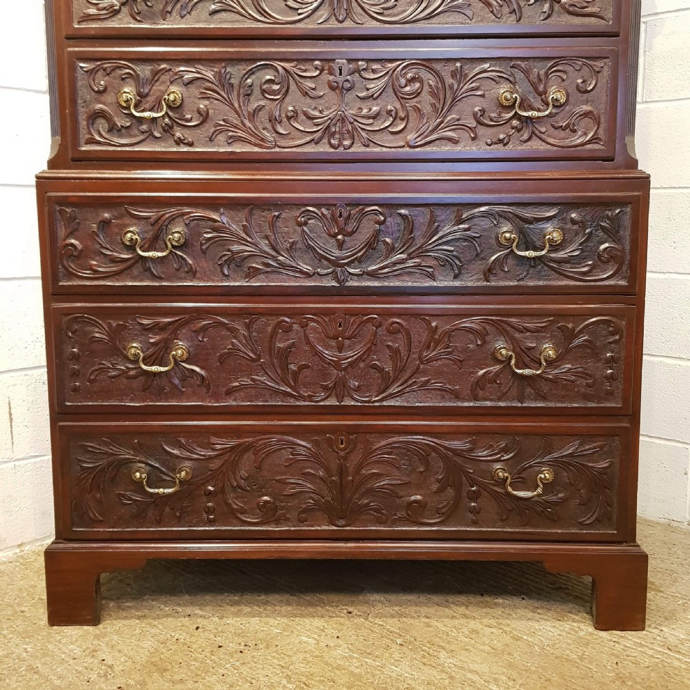 ANTIQUE REGENCY MAHOGANY CARVED CHEST ON CHEST C1820 View VII