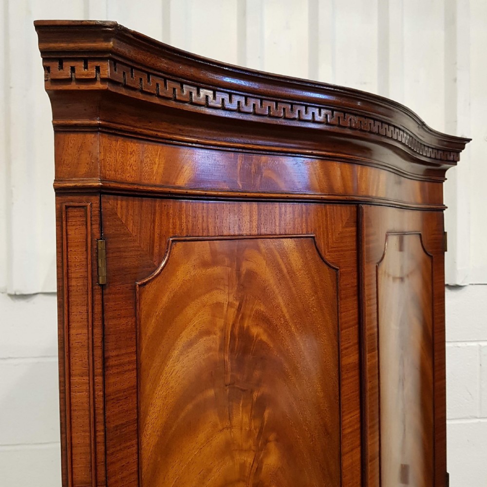 ANTIQUE FLAMED MAHOGANY SERPENTINE FRONT HANGING CORNER CABINET C1920 View IV