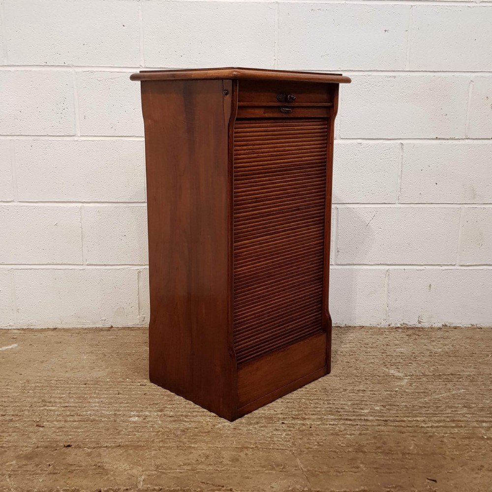ANTIQUE EDWARDIAN MAHOGANY TAMBOR FRONT CABINET C1900 View II