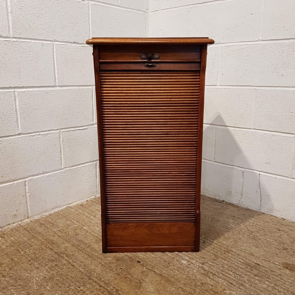 ANTIQUE EDWARDIAN MAHOGANY TAMBOR FRONT CABINET C1900 View VII