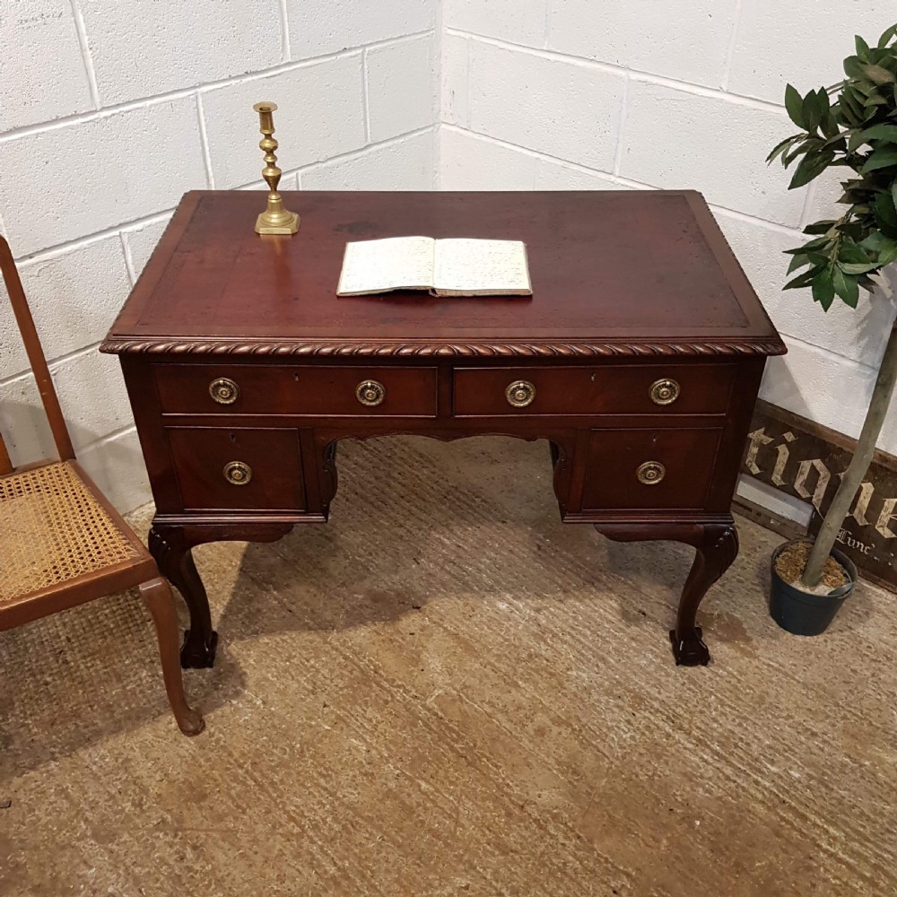 ANTIQUE EDWARDIAN CHIPPENDALE MAHOGANY PEDESTAL DESK C1900 View VI