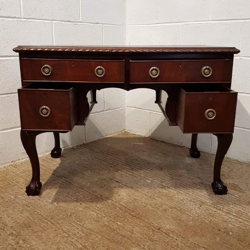 ANTIQUE EDWARDIAN CHIPPENDALE MAHOGANY PEDESTAL DESK C1900 View VII