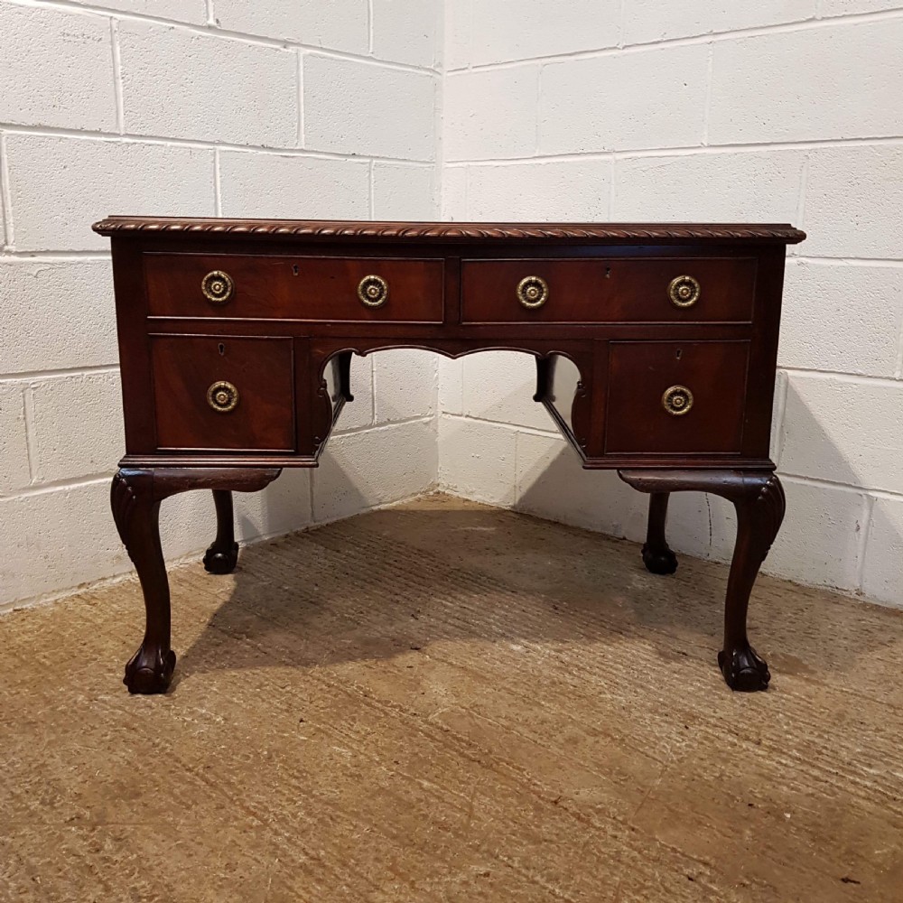 ANTIQUE EDWARDIAN CHIPPENDALE MAHOGANY PEDESTAL DESK C1900 View VIII
