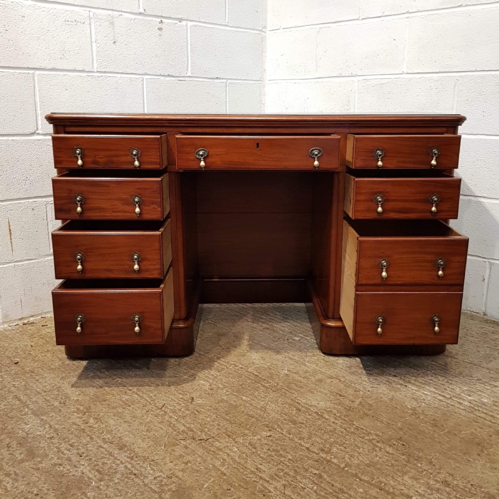 ANTIQUE VICTORIAN MAHOGANY PEDESTAL DESK C1880 View VII