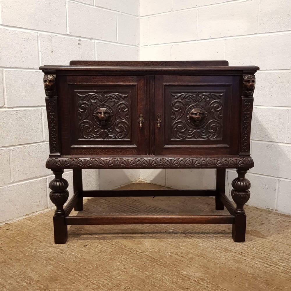 ANTIQUE LATE VICTORIAN GOTHIC CARVED OAK LION MASK SIDEBOARD C1890 View VIII