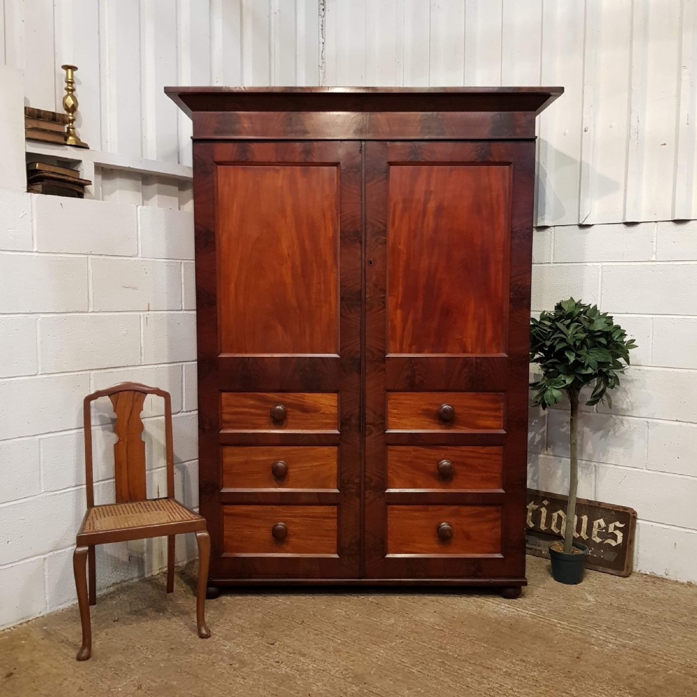 ANTIQUE WILLIAM 1V MAHOGANY DOUBLE WARDROBE  C1830
