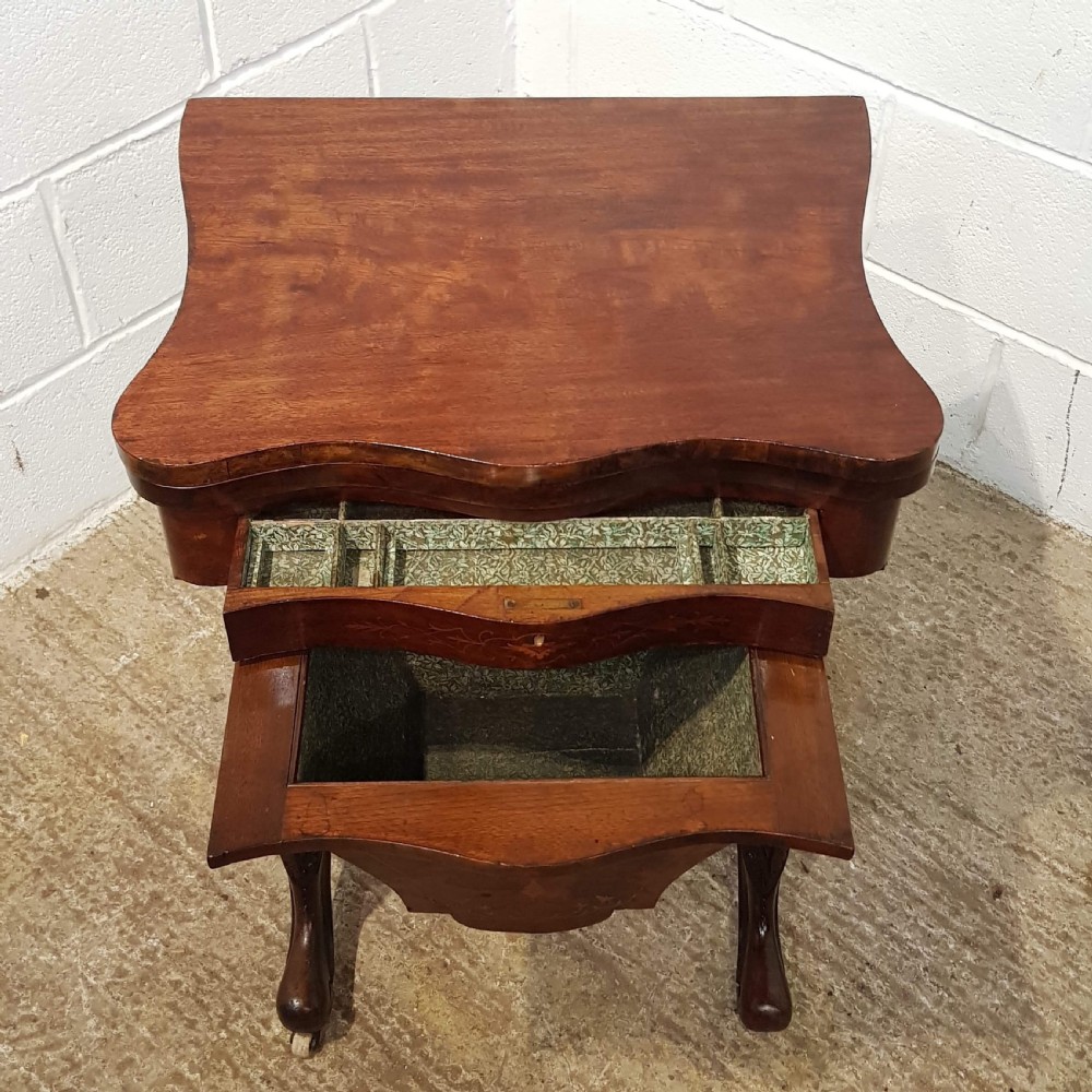 SUPERB ANTIQUE VICTORIAN INLAID WALNUT FOLD OVER GAMES TABLE WORK BOX C1880 View VI