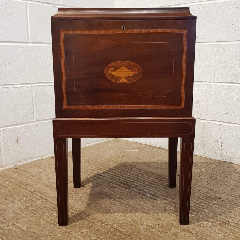 ANTIQUE EDWARDIAN INLAID MAHOGANY WINE COOLER BOX ON STAND C1900 View V