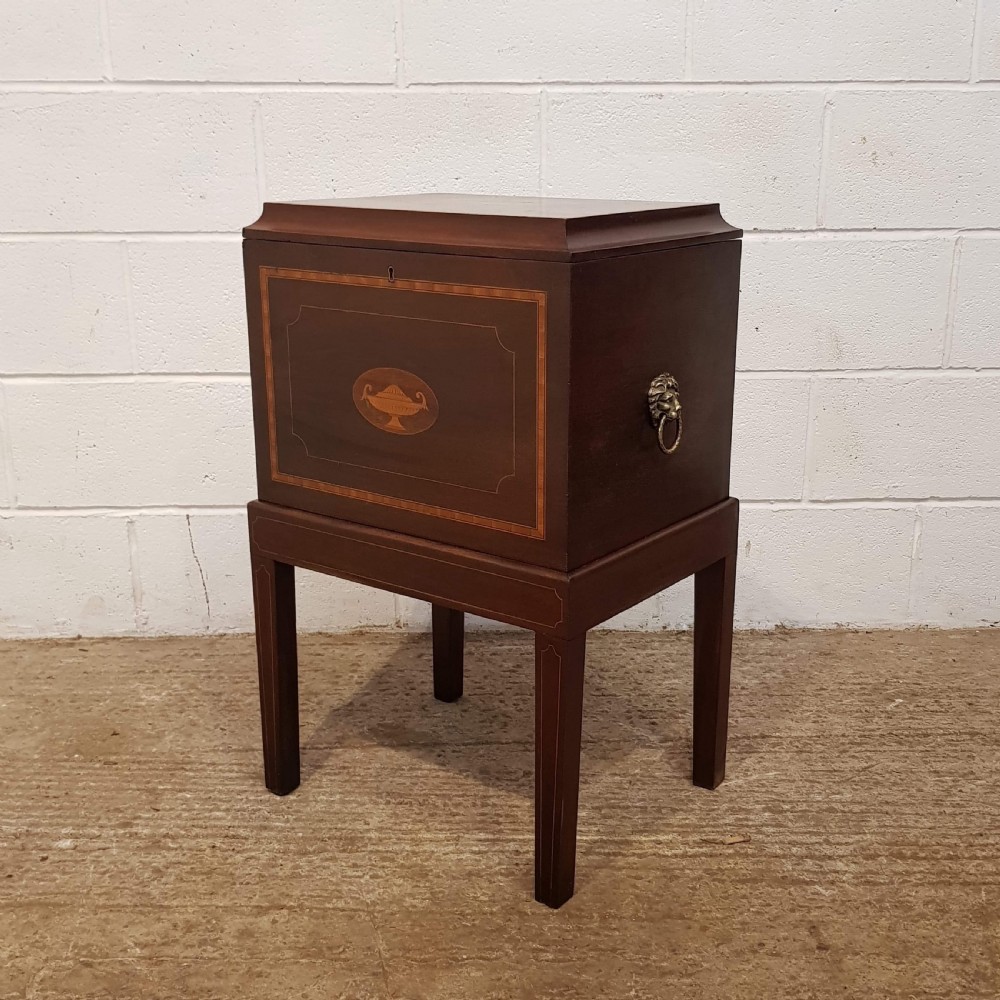 ANTIQUE EDWARDIAN INLAID MAHOGANY WINE COOLER BOX ON STAND C1900 View VI