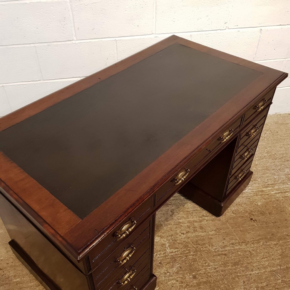 ANTIQUE LATE VICTORIAN MAHOGANY TWIN PEDESTAL DESK C1890 View II