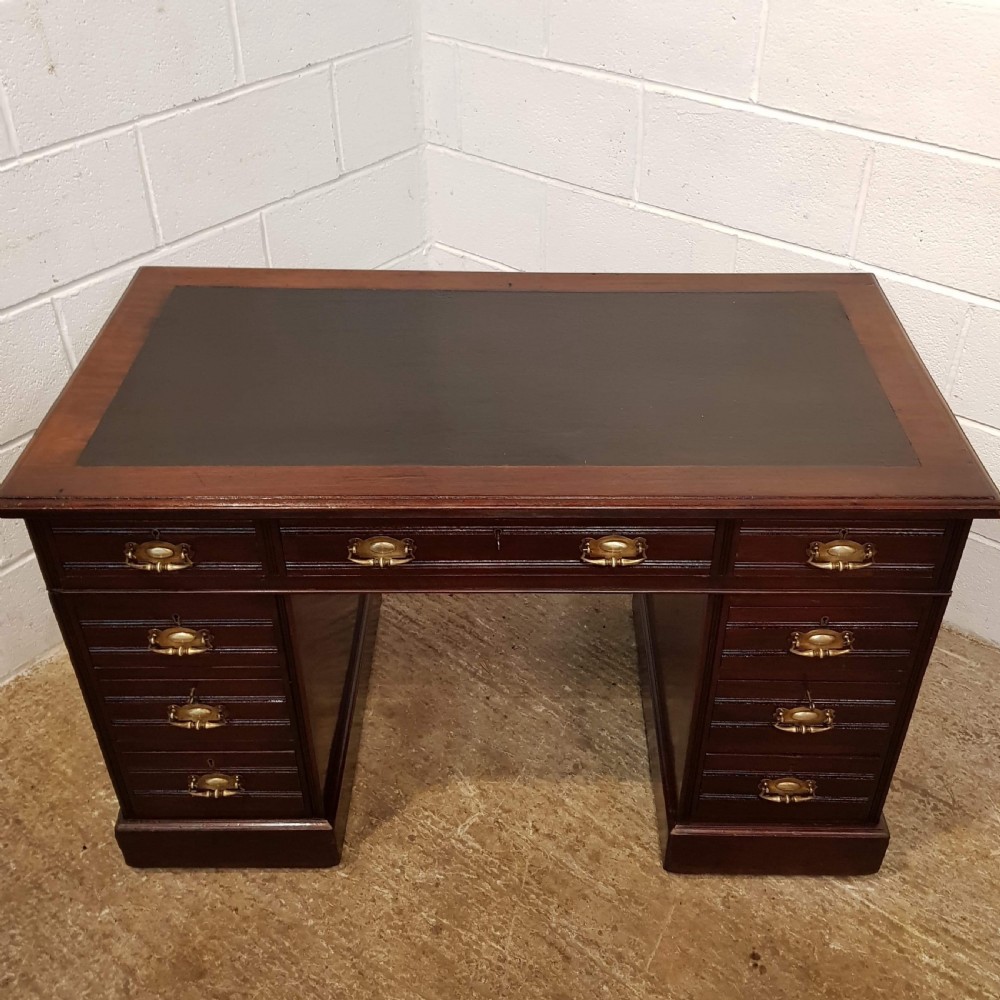 ANTIQUE LATE VICTORIAN MAHOGANY TWIN PEDESTAL DESK C1890 View III