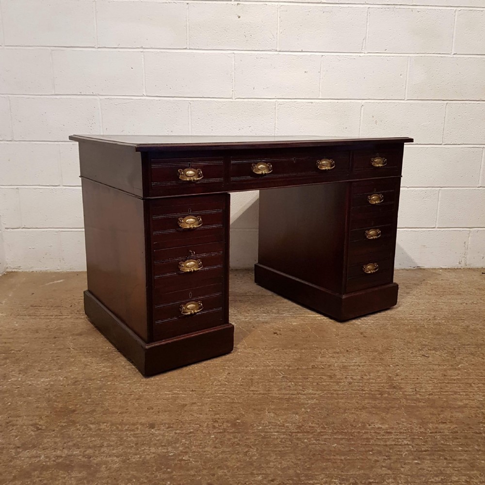 ANTIQUE LATE VICTORIAN MAHOGANY TWIN PEDESTAL DESK C1890 View IV