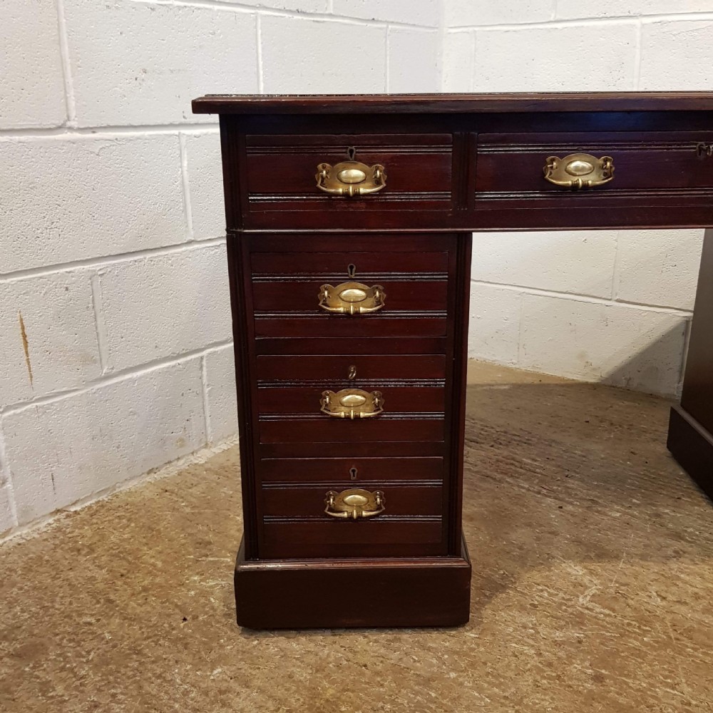 ANTIQUE LATE VICTORIAN MAHOGANY TWIN PEDESTAL DESK C1890 View VI