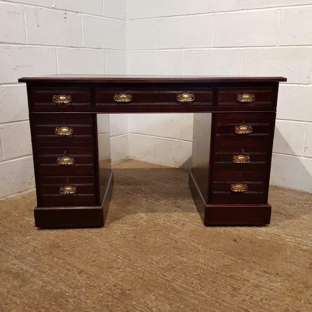 ANTIQUE LATE VICTORIAN MAHOGANY TWIN PEDESTAL DESK C1890 View VIII