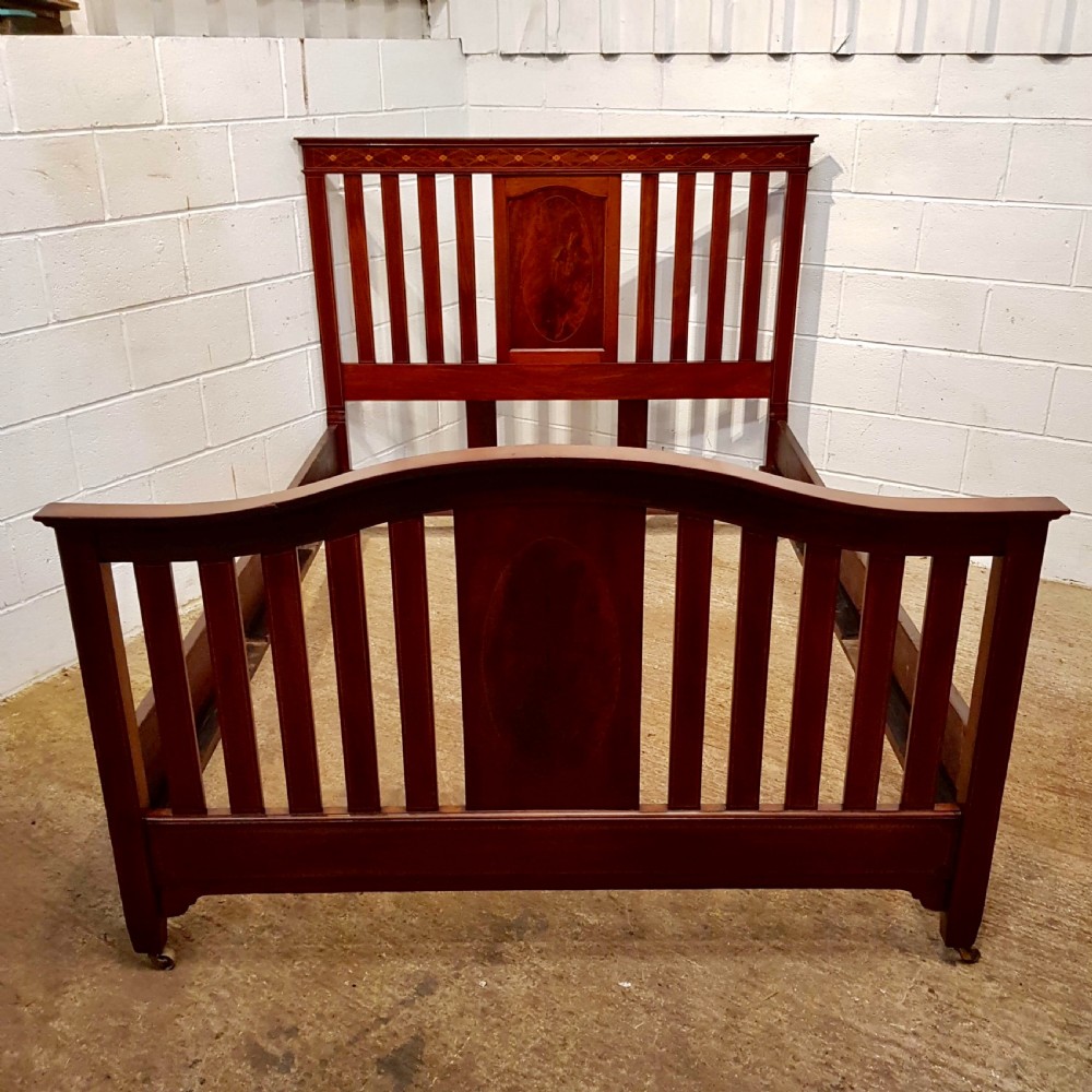 ANTIQUE EDWARDIAN MAHOGANY INLAID KING SIZE BED C1900 View IV