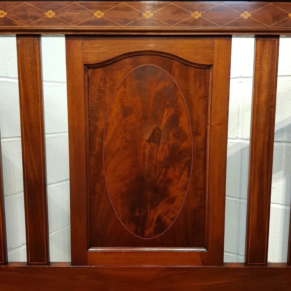 ANTIQUE EDWARDIAN MAHOGANY INLAID KING SIZE BED C1900 View VI