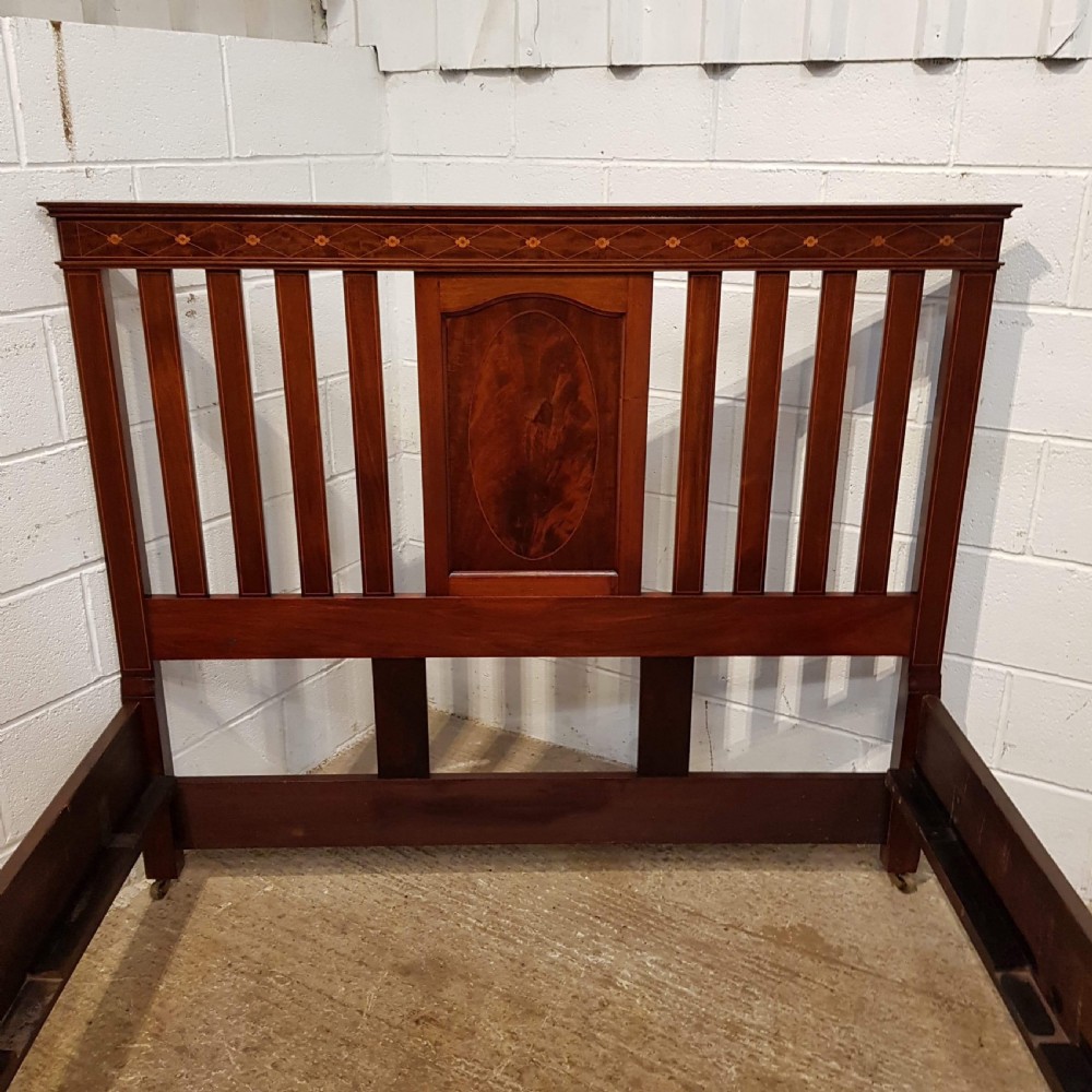ANTIQUE EDWARDIAN MAHOGANY INLAID KING SIZE BED C1900 View VIII