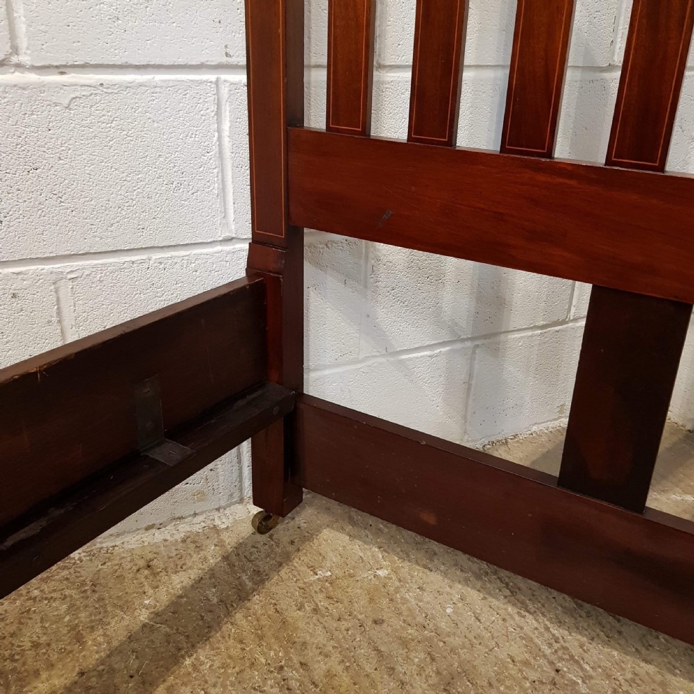 ANTIQUE EDWARDIAN MAHOGANY INLAID KING SIZE BED C1900 View IX